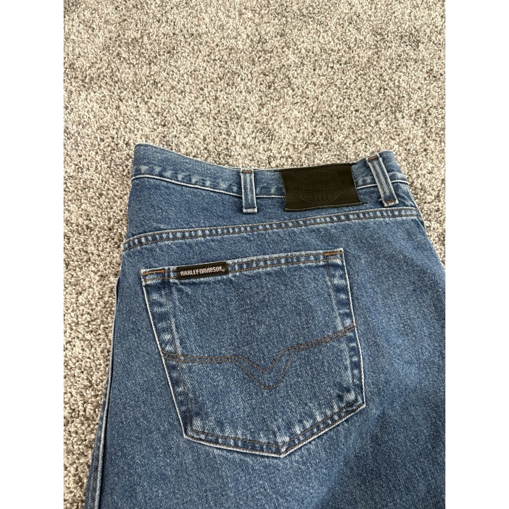 Harley-Davidson Mens Genuine MotorClothes Blue‎ Denim Straight Leg Jeans 44x30